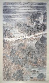 张捷（半白）山水《山水人家》，杭州著名画家