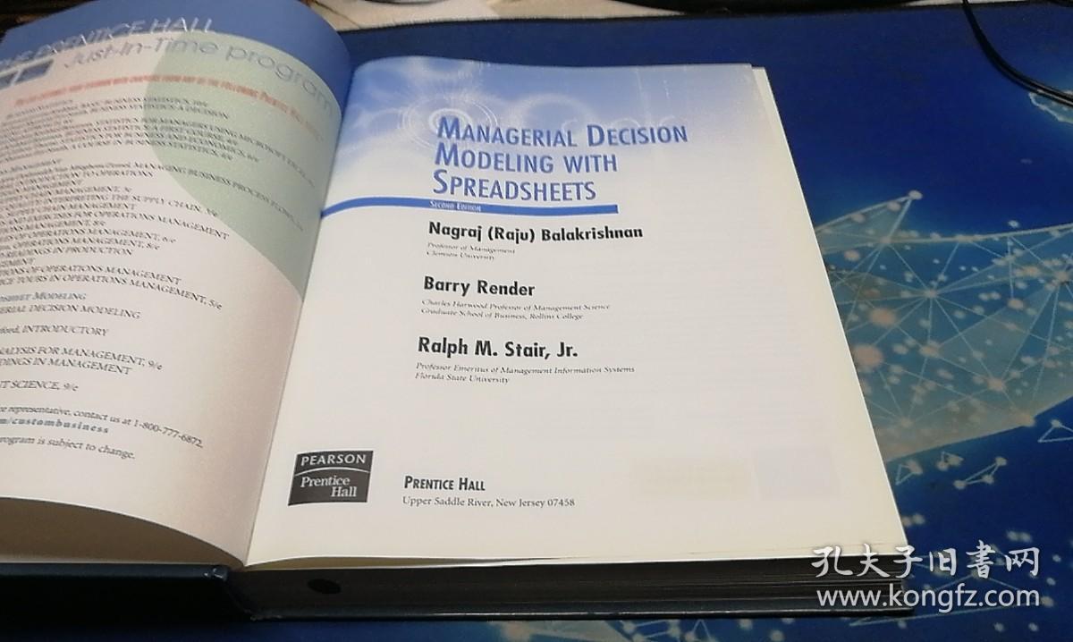 Managerial Decision Modeling with Spreadsheets：Second Edition  电子表格管理决策建模：第二版【大16开，有光盘】