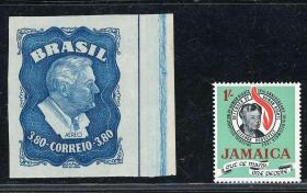 巴西1946年美国总统罗斯福1全无齿，1956年牙买加罗斯福夫人1全新各一套