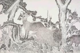 王高吉  著名钢笔画家、美术家，作品216×84.5cm