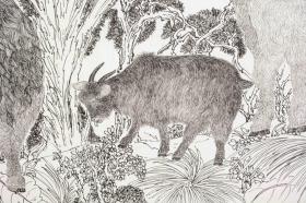 王高吉  著名钢笔画家、美术家，作品216×84.5cm