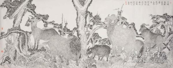 王高吉  著名钢笔画家、美术家，作品216×84.5cm