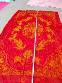 被面收藏；丝绸被面一件浙江省丝绸集团公司精制环球牌大红色群凤图