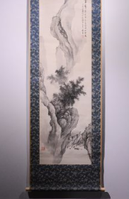 山田介堂　【山水绢本大立轴】一张！　此画作于甲寅年1914年！山田介堂（1870～1924），生于日本福井县。他早年师事王延章、田能村直入及富冈铁斋，曾参与创建日本南画院，并活跃于京都画坛。与罗振玉，王国维等中国文人均有交往。