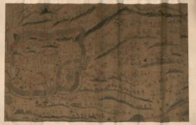 【现代喷绘工艺品】《清军围攻金陵城图》 清咸丰年间制图 91×145厘米