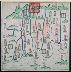 【现代喷绘工艺品】《乐清县舆图》 清雍正年间制图 44×44厘米