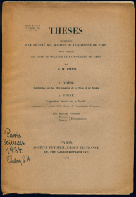 【昆虫分类学】【甲虫分类学】【陈世骧院士之博士毕业论文】Chen S-H 1934: Recherches sur les Chrysomelinae de la Chine et du Tonkin. [中国与东京湾之叶甲亚科研究]