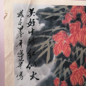 富华，写意花鸟，花鸟画作品（六张：美好生活红似火，喜事连连，迎春图，春曲 等，58*29厘米）