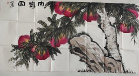 E016 四尺整张国画花鸟横幅 大寿图 136x68