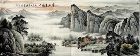 C007 六尺精品 国画山水横幅 家在画图中 180x70