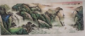 C020  六尺精品书画作品 国画山水 横幅 峡江雄姿 180x68