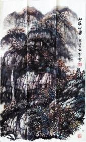 C028  三尺国画山水条幅 河北画家太行风景   山庄公园 100x50