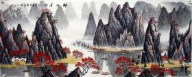 C005   六尺精品 国画山水横幅  漓江金秋 180x70