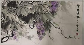 303 写意花鸟横幅  葡萄满架图  75X41