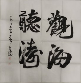 Q015 精品书法斗方 观海听涛 50x50