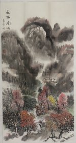 C023 三尺国画山水条幅 河北画家太行风景  秋醉南山  100x45