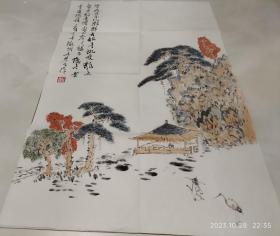 569 国画山水立轴  迎客松  45X70