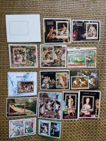 【珍罕 】麦纳麦邮票 世界名画 绘画11小型张 盖销
