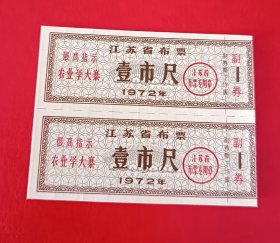 1972年-江苏省布票-壹市尺2枚
