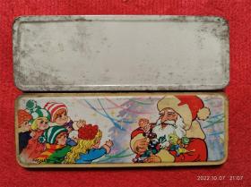 怀旧收藏 老文具盒笔盒《圣诞老人与孩子们》尺寸8*22cm好品