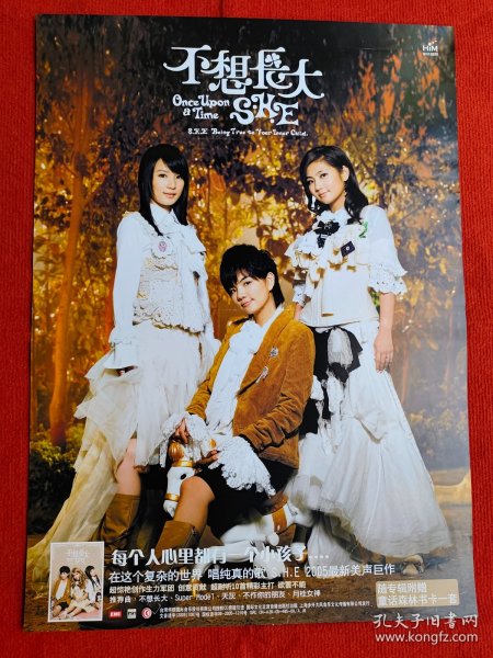 怀旧收藏 磁带CD海报宣传画S.H.E《不想长大》全新库存 好品