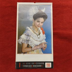 怀旧收藏 3开 八十年代挂历单页《1988年电影演员》陶慧敏