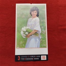 怀旧收藏 3开 八十年代挂历单页《1988年电影演员》泽口靖子