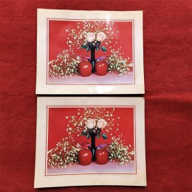 怀旧收藏 4开 装饰画《玫瑰与苹果》90年代 单张出售