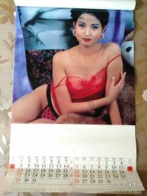 恭贺新禧1994年双月份挂历 美女泳装挂历 7张全【海潮摄影艺术出版社 塑膜彩图+衬纸】