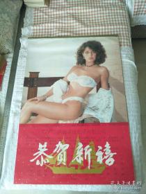 性感外国美女泳装挂历1994年恭贺新禧。塑料印刷全五张