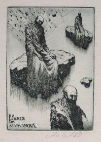 捷克艺术家 Josef Kabrt 藏书票版画原作8精品收藏 有签名1987年
