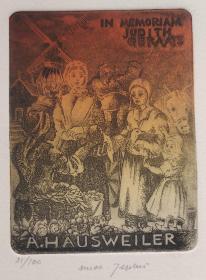 荷兰——Michael Jepkes藏书票铜版画原作5精品收藏1987年 有签名