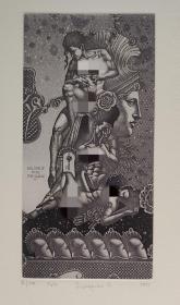 白俄罗斯—Sidorenko Gleb 《雅典娜》铜版画藏书票原作精品收藏