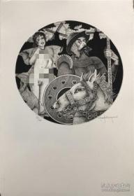 意大利  保罗•罗文格诺（Paolo Rovegno）藏书票版画原作《堂吉诃德》