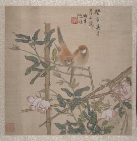 【现代喷绘工艺品】清 任颐 花鸟小品58x56厘米 复古人物水墨书画手卷装饰画国画宣纸高清微喷真迹复制