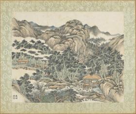 【现代喷绘工艺品】万顷清阴图清弘旿画元春集万图册之一纸本设色58x48厘米厘米 复古人物水墨书画手卷装饰画国画碑贴拓片宣纸高清微喷真迹复制