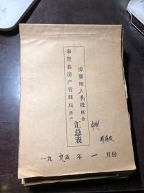 1995年1月份奉贤县房产管理局房产租金汇总表（25本合售）人民段中街、人民段北街、人民段南街·江海、解放段一二三村、古华段、贝港段、金汇段、齐贤段、邬桥段、西渡段、肖塘段、胡桥段、新海段、新寺段、柘林段、庄行段、塘外段、光明段、钱桥段、青村段、青村段乡公房、头桥段、四团段、平安段、奉城段（含鼎丰厂 鸿雁商场 百货公司等）