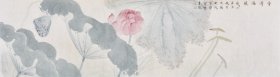 【真迹】当代花鸟画家杨老师纯手绘工笔画荷花《香清溢远》HN16246，作品画风清新淡雅，意境古朴悠远，具有视觉上的“小清新”和“文艺范儿”，在店面、家庭装饰中深受新一代青年喜爱。