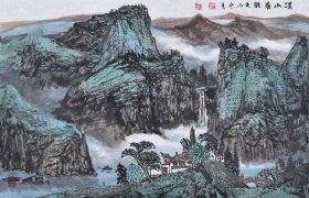 【带合影真迹字画~名家纯手绘作品】中国人民大学师恩钊工作室画家，河北美术家协会山水画名家刘老师原创作品《溪山春韵》SS5236，作者现为中国书画家协会理事，中国书法艺术研究会会员，北京巴特尔书画院副秘书长，作品极具收藏价值！！