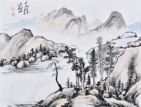 【九年老店，六千好评，作品画家直供】山东国画名家、威海卫书画艺术研究院副院长廉老师纯手绘水墨山水画作品《春山泉韵》SS5639，作者原创作品，朴茂华滋，大气厚重，欢迎收藏！