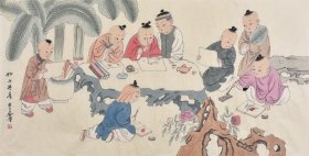 【真迹~带合影】当代实力画家 墨云老师手绘臻藏级人物画作品《妙手丹青》RW1071，四尺全开（136×68厘米）