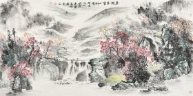 【重磅推荐】李可染大师的再传弟子，河北省美术家协会会员，翰鸿书画院副院长侯老师纯手绘山水画精品《春潮泉涌山乡情》SS3549（带合影）