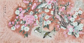 【九年老店，六千好评】【精品工笔花鸟画】山东工笔画名家陈老师手绘工笔花鸟画作品《江南春韵 》HN16386。