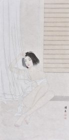 【纯手绘】【纯手绘】河南美协工笔画名家李老师工细人物画作品《情思》RW1231，现代美女人物画，四尺整张（131 X 65CM）