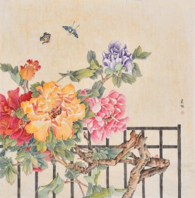 【收藏推荐~名家精品~提供合影】中国美术家画院院士宋老师《富贵花开》HN14758，宋老师毕业于鲁迅美术学院国画系，中国国家画院唐秀玲工作室画家、其工笔画作品文雅庄重，色彩丰富，是难得一见的精品，欢迎收藏！！！