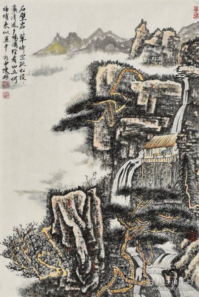 【画家直供】【精品国画】【当代实力山水画画家】 陈老师原创山水画《石壁岩岩翠倚空》D0235 四尺斗方保真