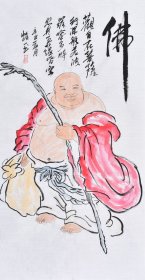【来自作者本人，保证手绘真迹】中国书画界联合会理事，曹老师作品意境高古，笔墨气息纯正，写意人物画《《佛》RW1124