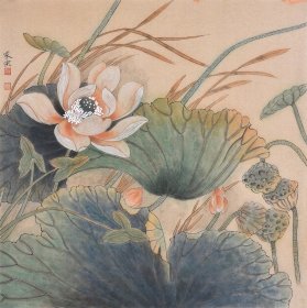 【精品国画推荐】广西工笔画协会会员宁老师手绘工笔花鸟画《荷塘清趣》HN14799，四尺斗方（68×68CM）