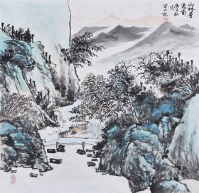 【画家直供，保真带合影】聊城美术家协会书画名家崔老师水墨山水画《山林苍逸图》SS5147