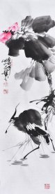 【签约画家手绘真迹】艺术市场潜力股，青年实力画家杨老师原创水墨花鸟画《芳姿照水》HN15830